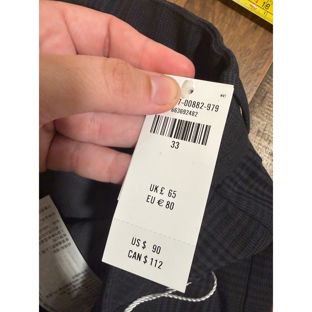 NWT Abercrombie & Fitch Sloane Tailored Pant Grey Plaid Ultra High Wide Leg 33 - Picture 10 of 11